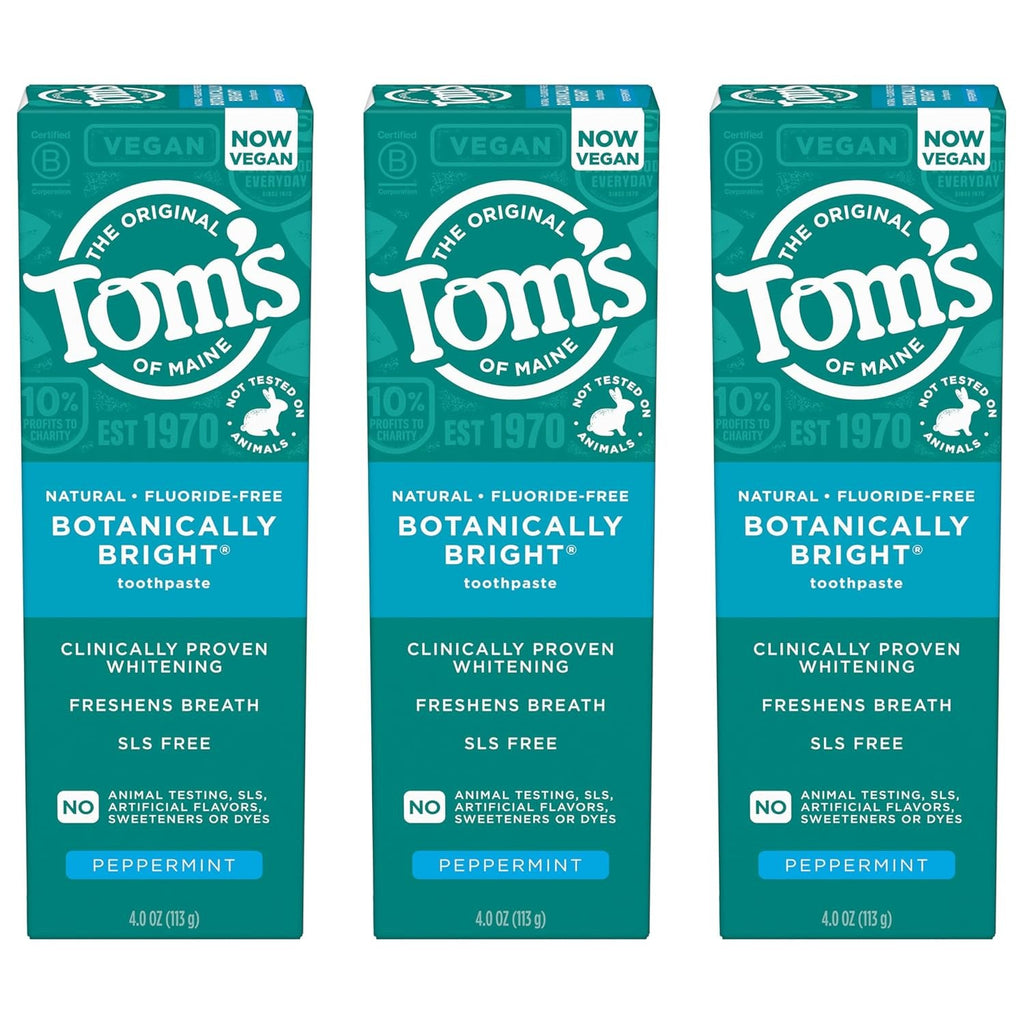 Botanically Bright Fluoride-Free Toothpaste 4oz - 3 Pack Natural Whitening