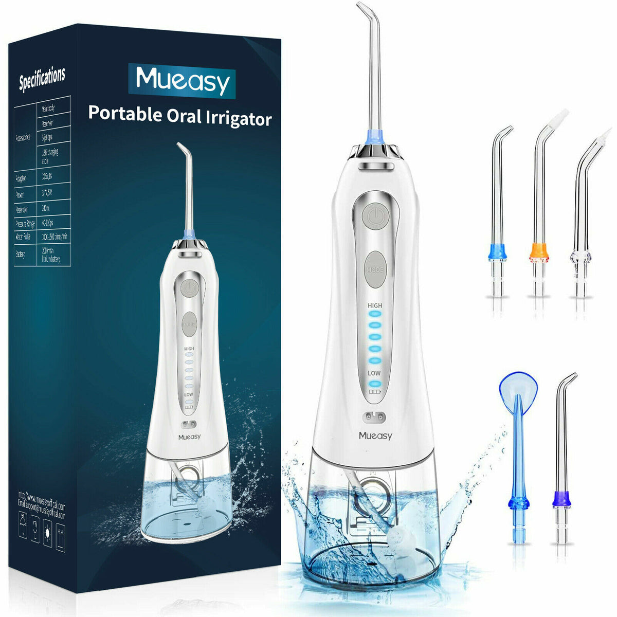Electric Water Flosser Oral Irrigator with 5 Modes Rechargeable USB Waterproof