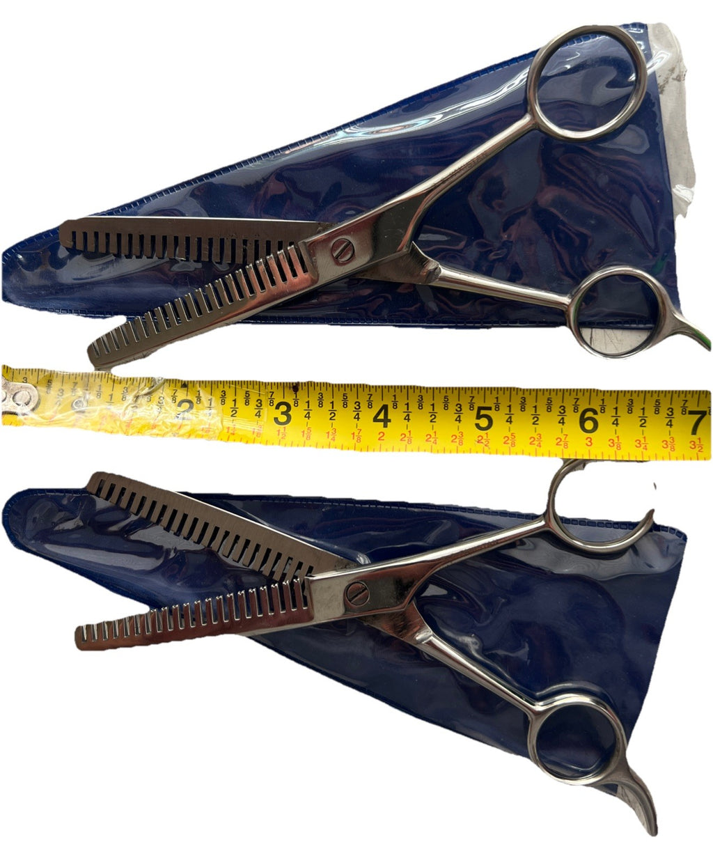 Hair Cutting Thinning Scissors Shears Double Sided Set of 2 for Barbers