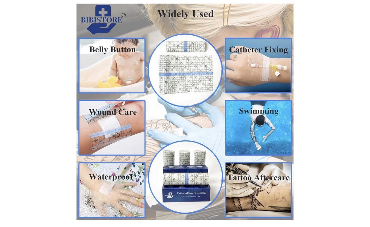 Waterproof Tattoo Aftercare Bandage - Clear 7.87" x 11 Yards