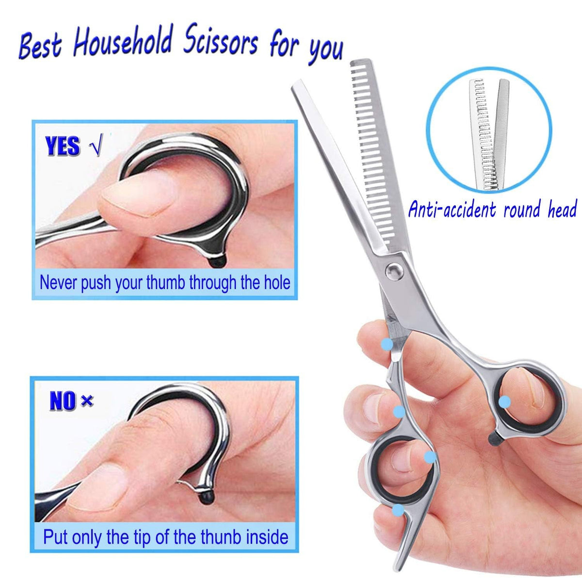 Professional Hair Thinning Shears 2-Piece Set Stainless Steel Hair Cutting Scissors