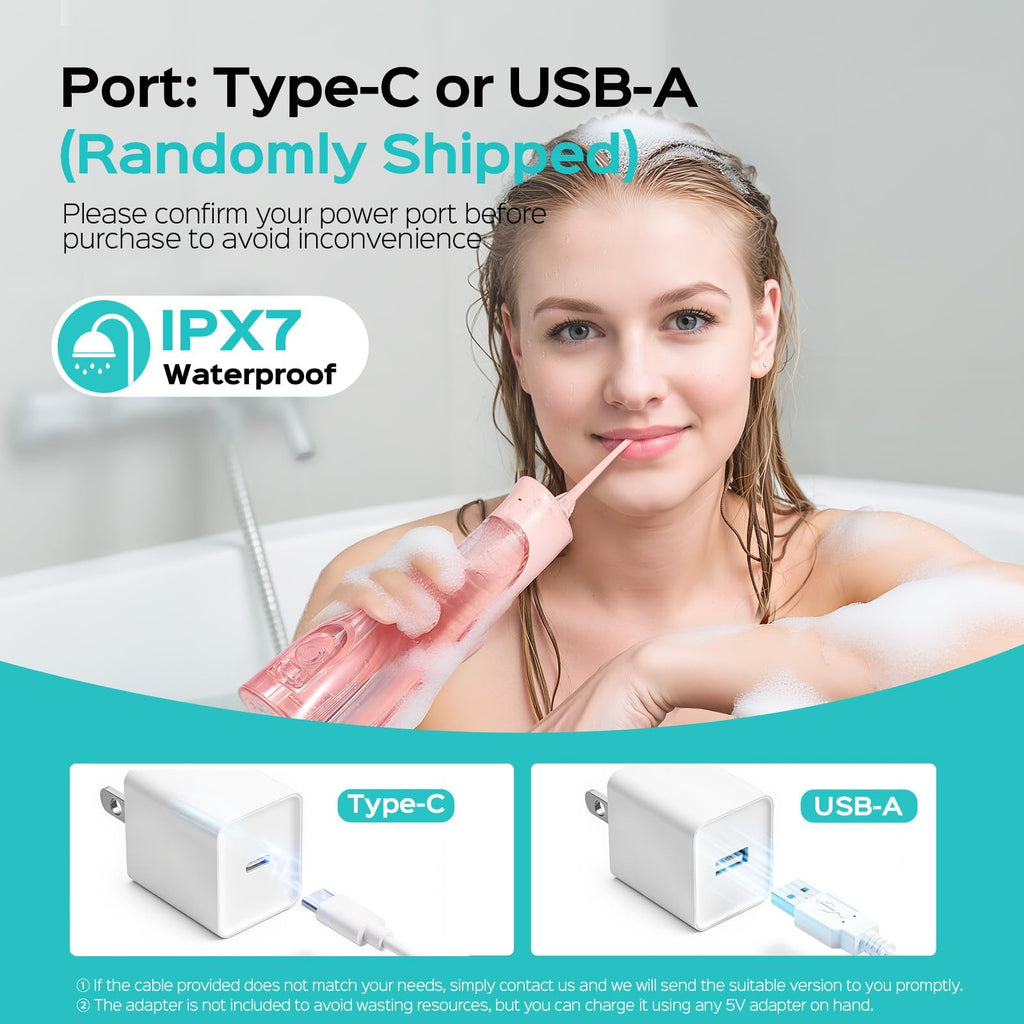 Water Dental Flosser with 4 Modes 5 Intensity Levels Pink - Oral Care Device