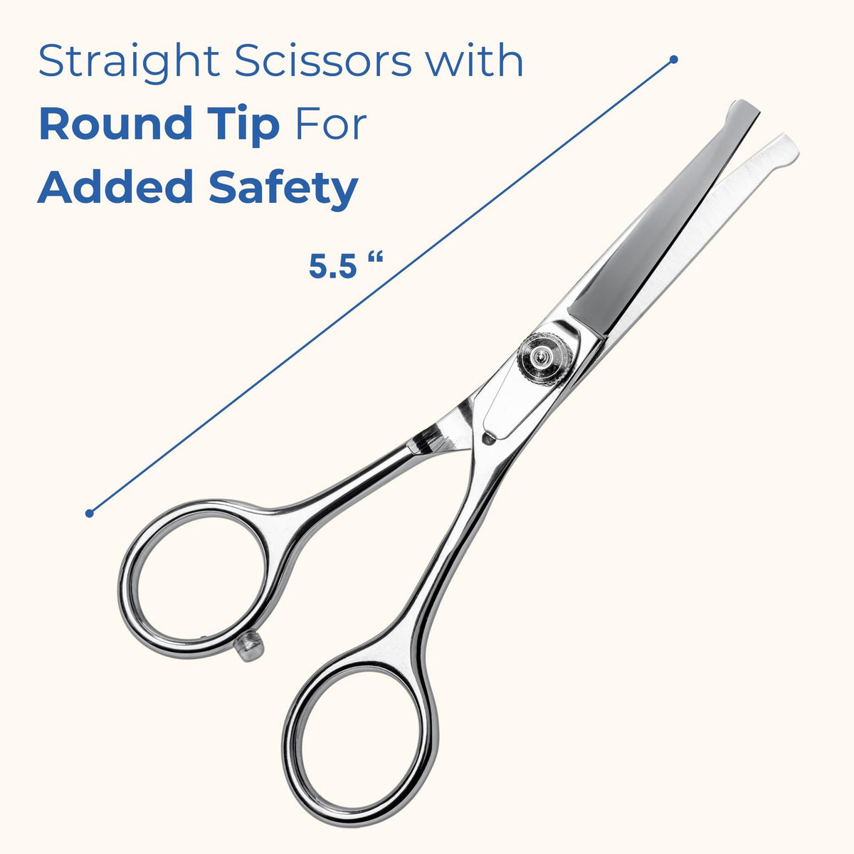 Pet Grooming Scissors Set with Round Tips for Dogs & Cats - Silver