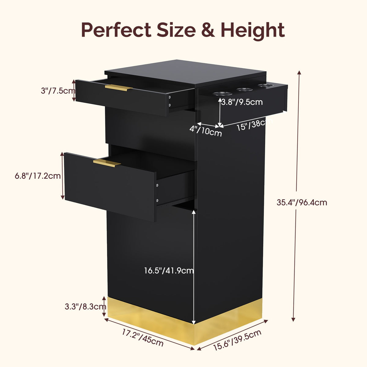Hair Stylist Cabinet with 3 Heat-Resistant Dryer Holders and Storage