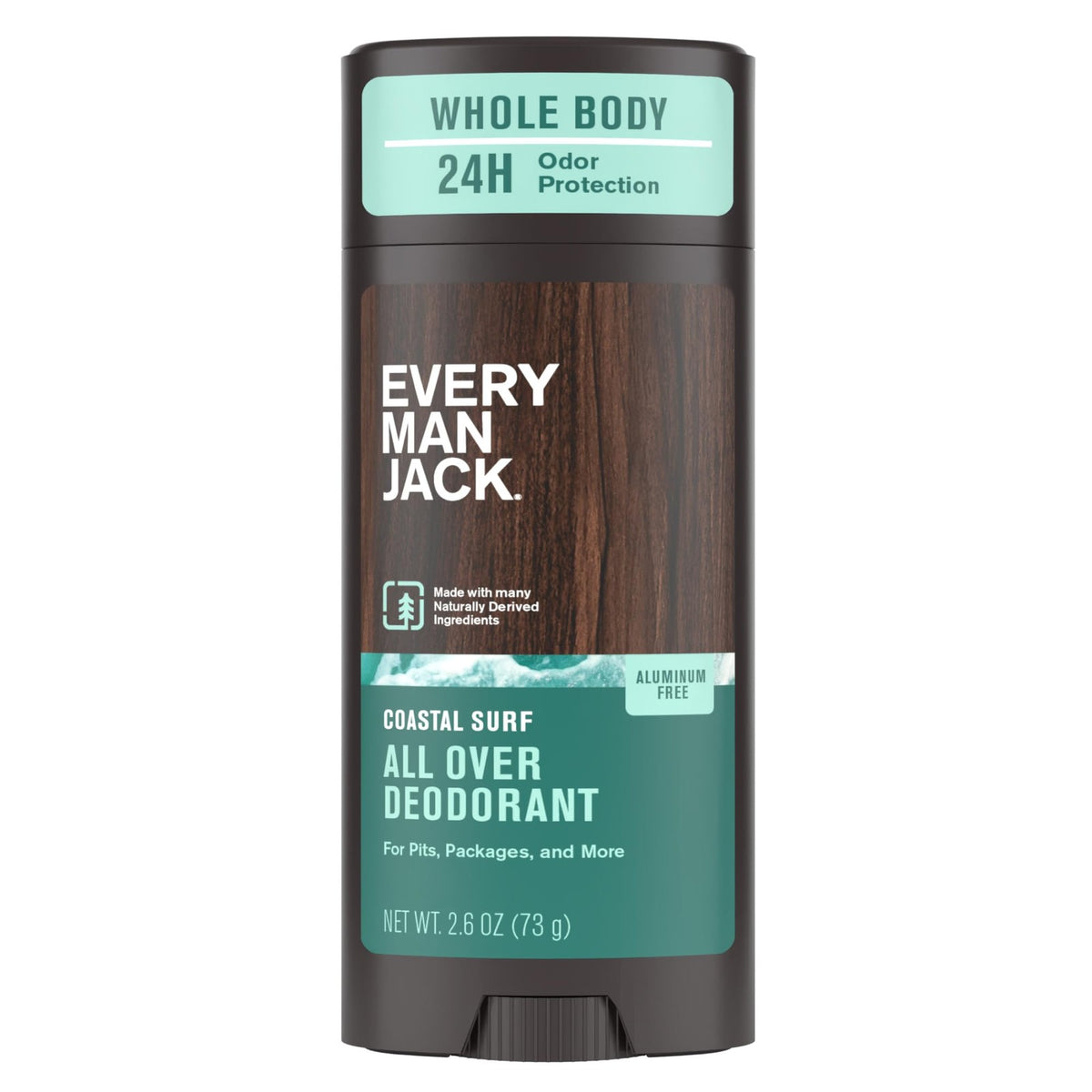 All Over Deodorant for Men - Coastal Surf, 2.6 oz, Aluminum-Free, Long-Lasting