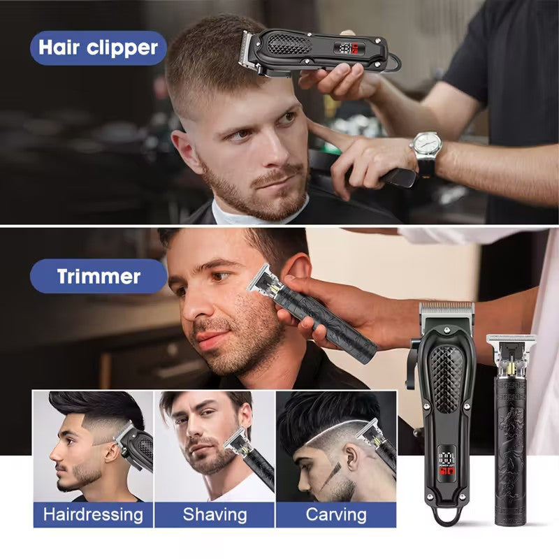 Professional Hair Clippers for Men with Adjustable Blade & LED Display