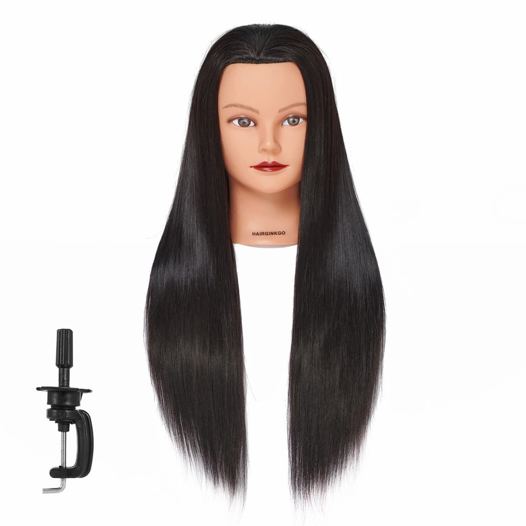 Cosmetology Mannequin Head for Hairdressing Training with Human Hair - 26-28 Inches