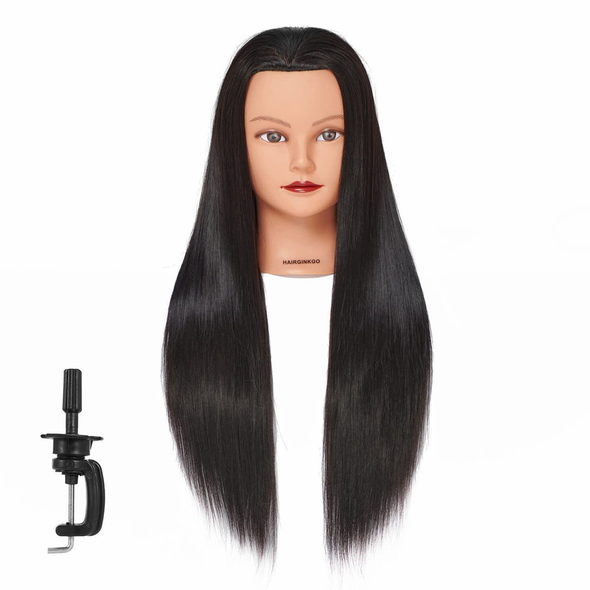 Cosmetology Mannequin Head for Hairdressing Training with Human Hair - 26-28 Inches