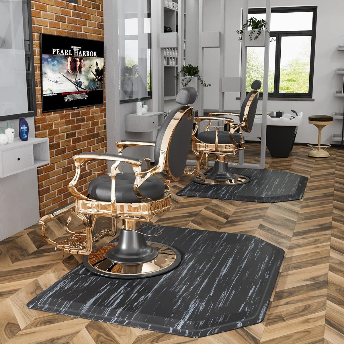 4x5 Ft Anti Fatigue Salon Floor Mat with Supportive Foam and Waterproof Surface