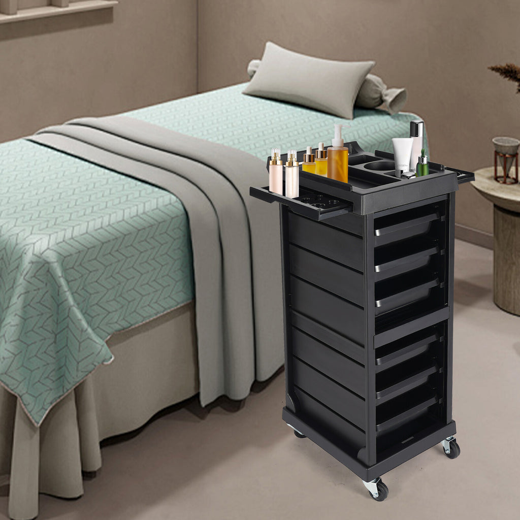 Lockable Salon Trolley Cart with 7 Tiers & Tool Holders for Hair & Beauty