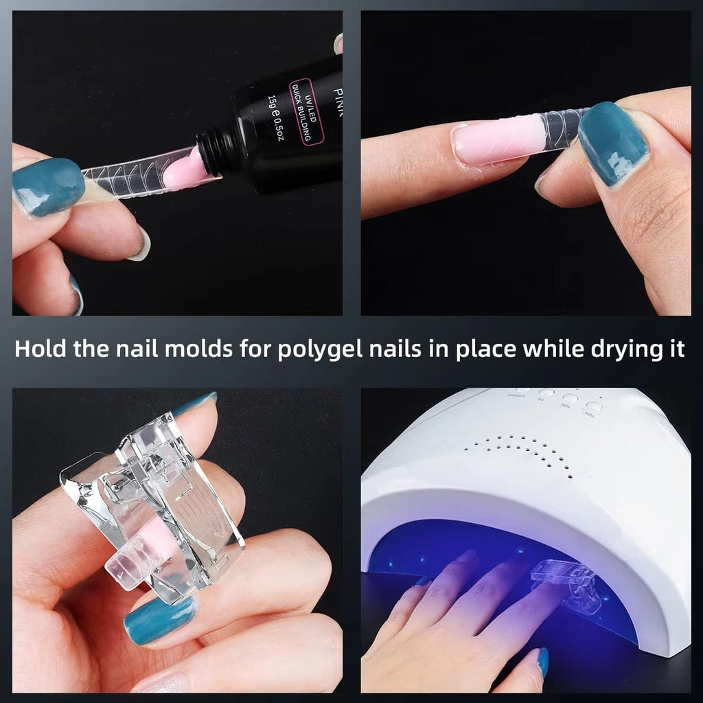 10PCS Nail Tips Clip for Gel Nail Extensions and Shaping - Manicure Clamp Set