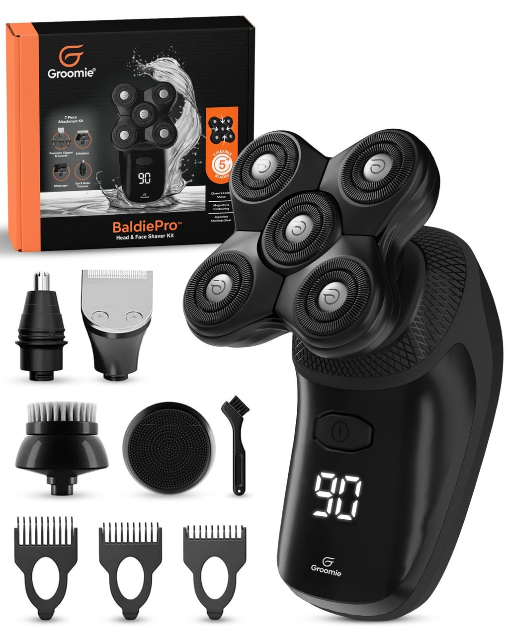 Cordless Waterproof Head Shaver Kit for Men - Close & Fast Shaving