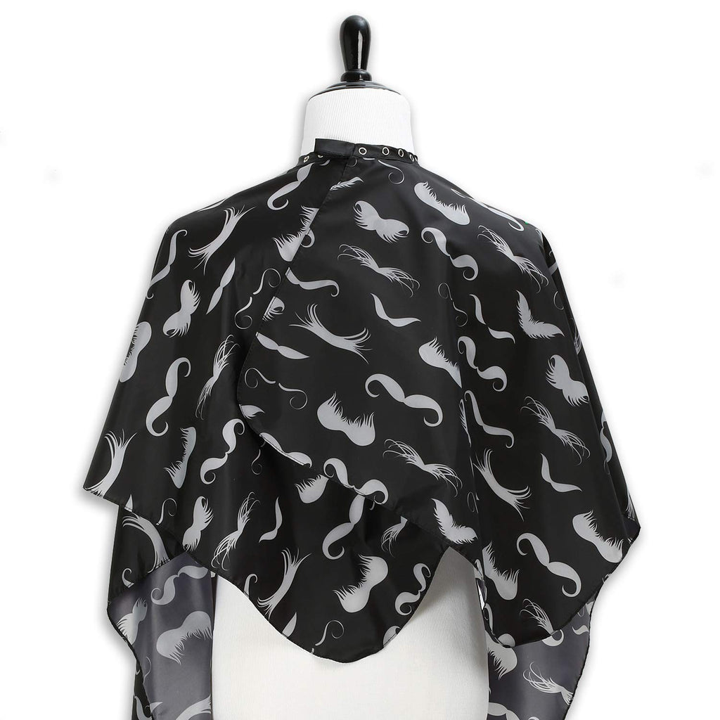 Hair Cutting Cape for Barbers and Stylists - Adjustable, Water-Resistant, Mustache Design