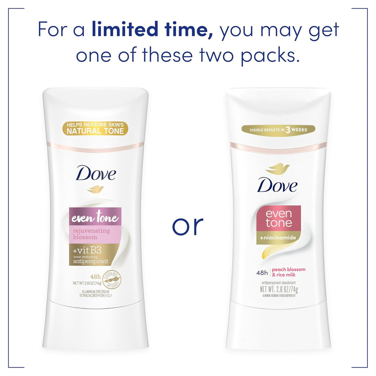 Dove Antiperspirant Deodorant Stick Peach Blossom & Rice Milk 3 Pack