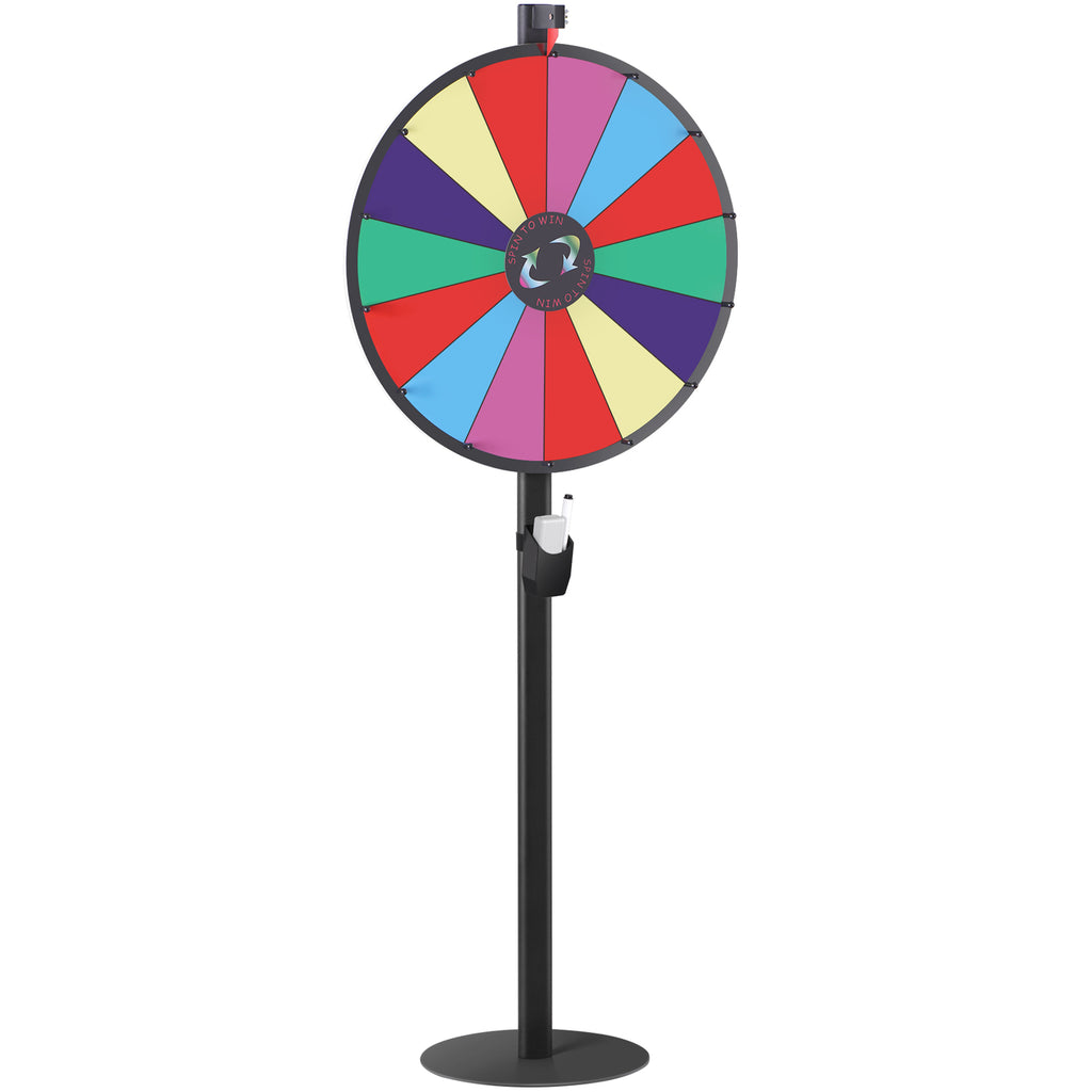 24-Inch Prize Wheel with 14 Customizable Slots & Dry Erase Markers - Floor Stand Spinning Game