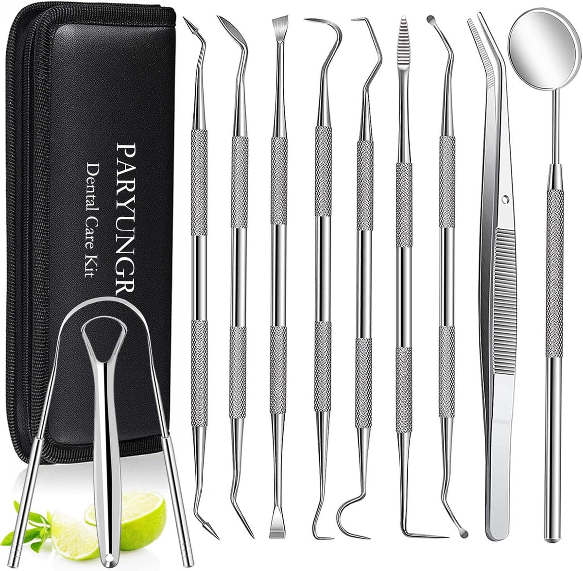 Dental Tool Set with Stainless Steel Tongue Scraper and Oral Care Kit