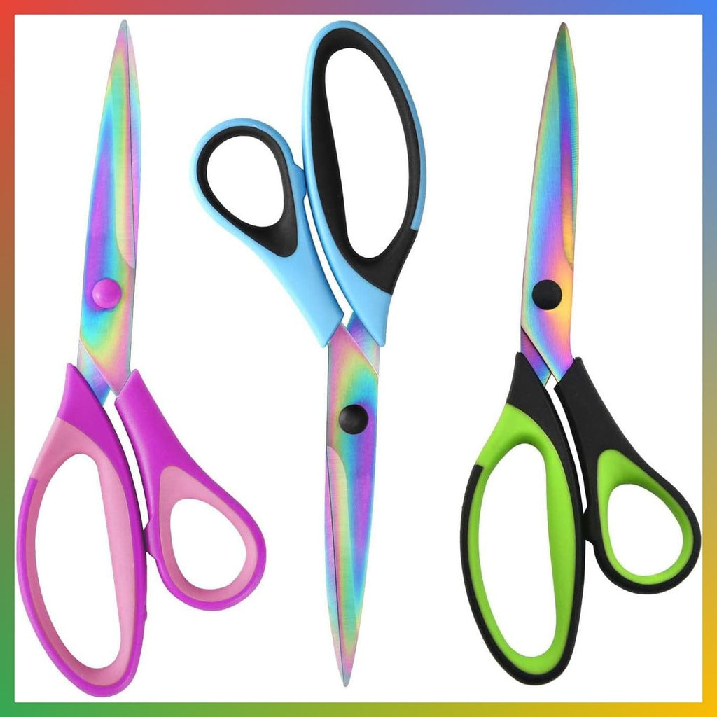All Purpose Scissors 3 Pack - Ultra Sharp Titanium Blades, Comfort Grip