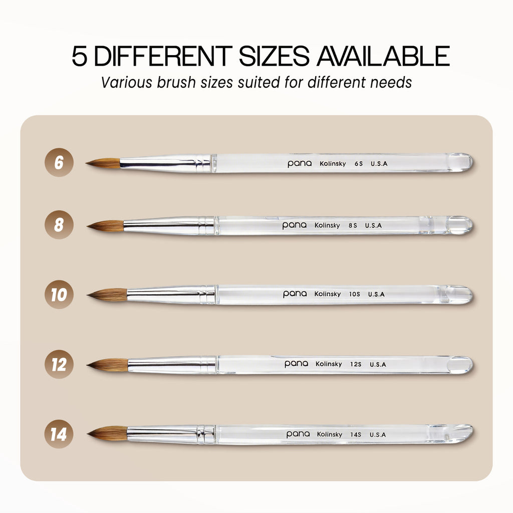 Professional Nail Art Brush with Round Acrylic Handle - Size 12, Kolinsky Hair