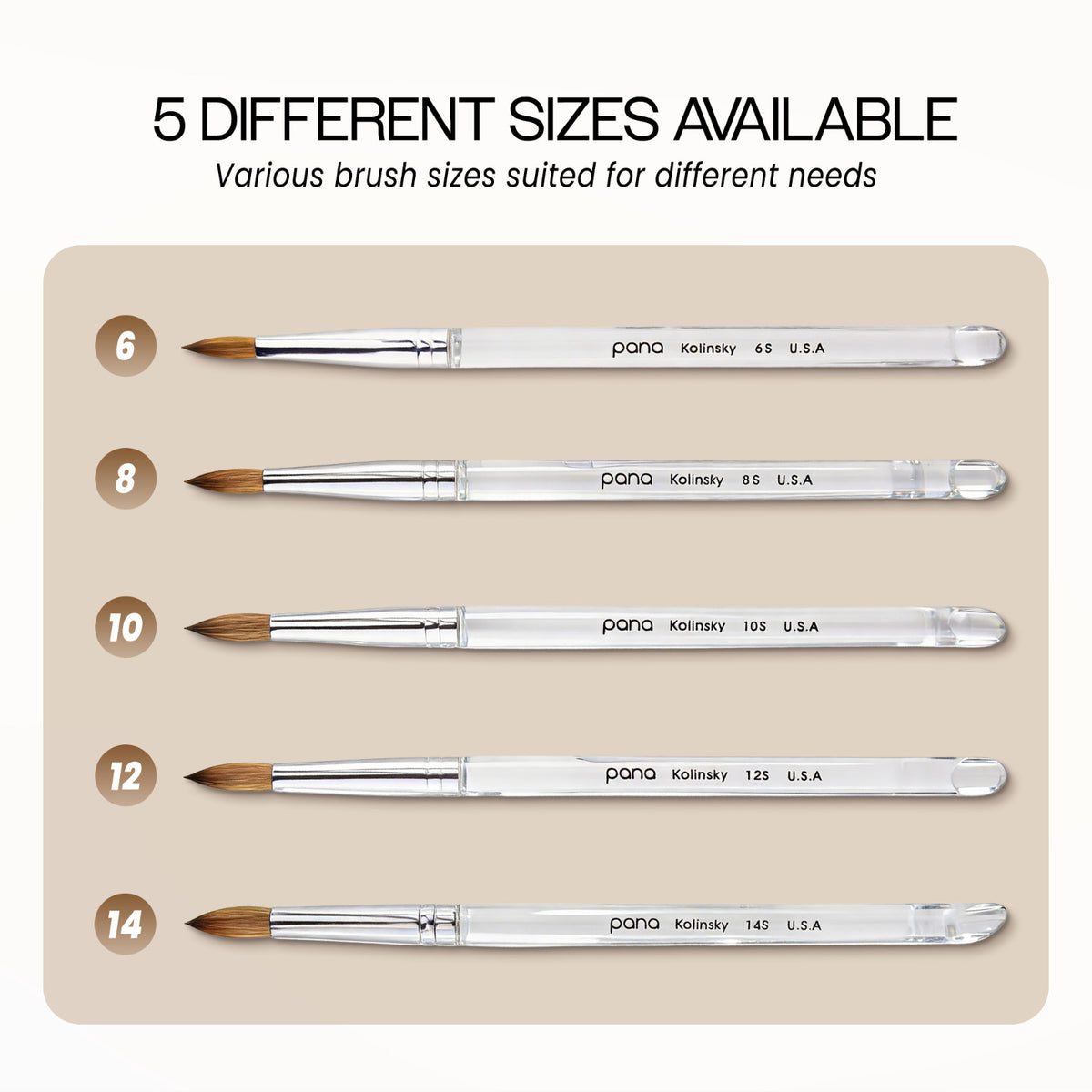 Professional Nail Art Brush with Round Acrylic Handle - Size 12, Kolinsky Hair