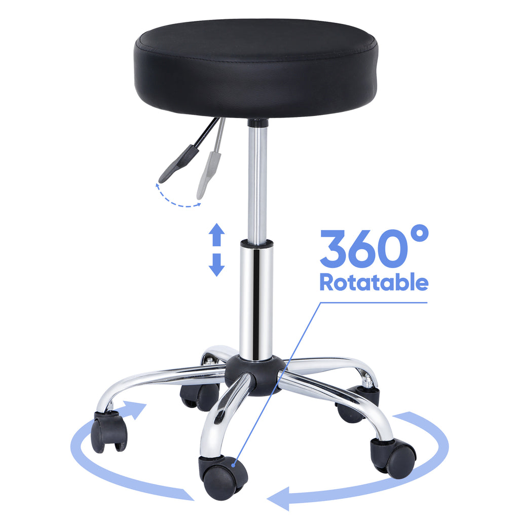 Adjustable Swivel Salon & Tattoo Bar Stool with PU Leather Seat