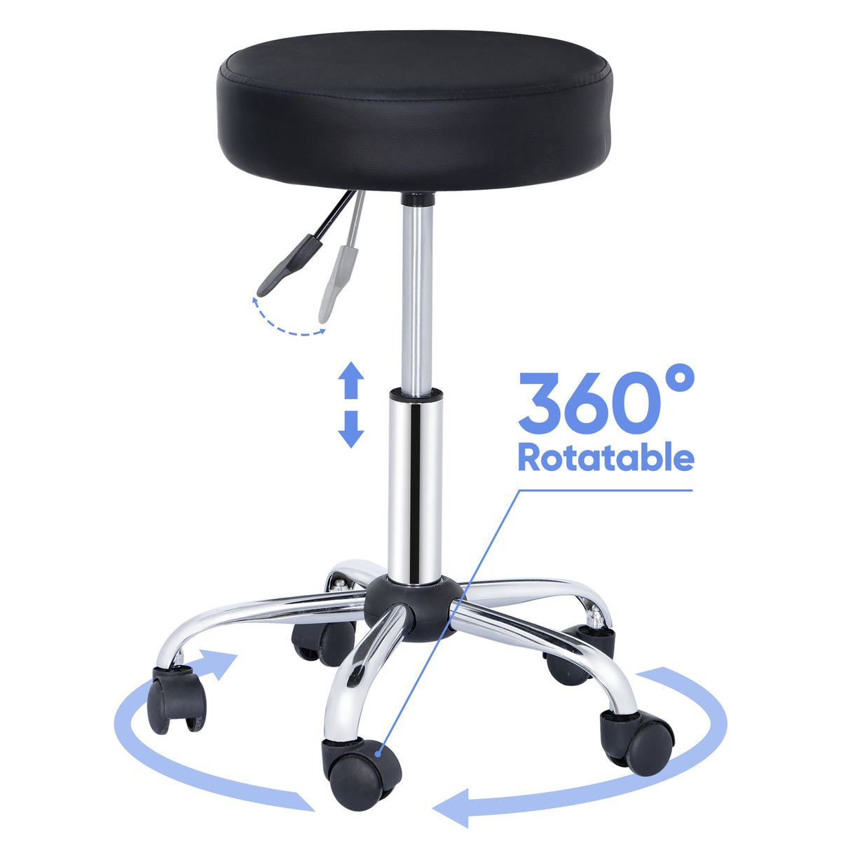 Adjustable Swivel Salon & Tattoo Bar Stool with PU Leather Seat