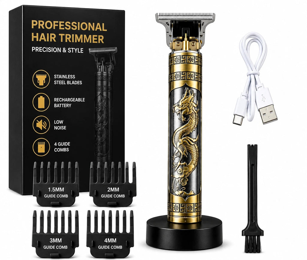 Men's Beard and Hair Trimmer Cutter Machine - USB Rechargeable, Quiet, Multi-Guide Combs
