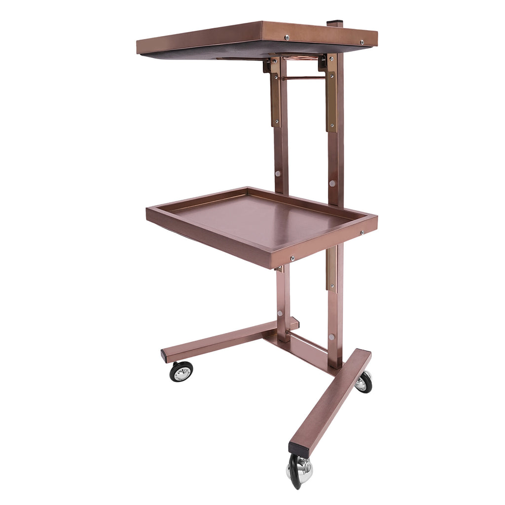 Salon Folding Rolling Trolley Cart with 2 Storage Trays for Barber Shop