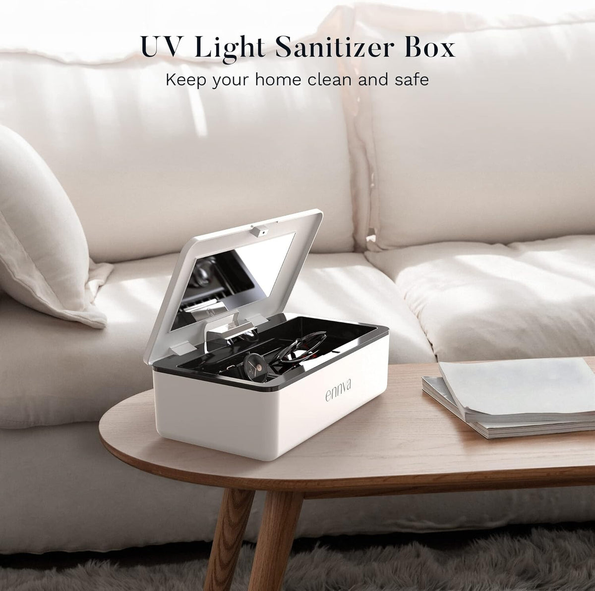 Large UV Light Sanitizer Box Portable UV-C Disinfection Sterilizer for Phone Keys Glasses