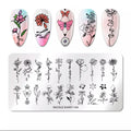 Nail Stamping Plate 144 Floral and Script Design for Nail Art
