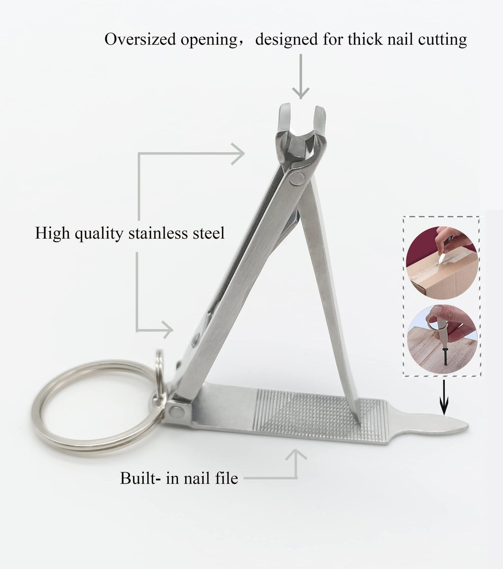 Portable Stainless Steel Nail Clipper with File & Keychain - Travel Grooming Tool