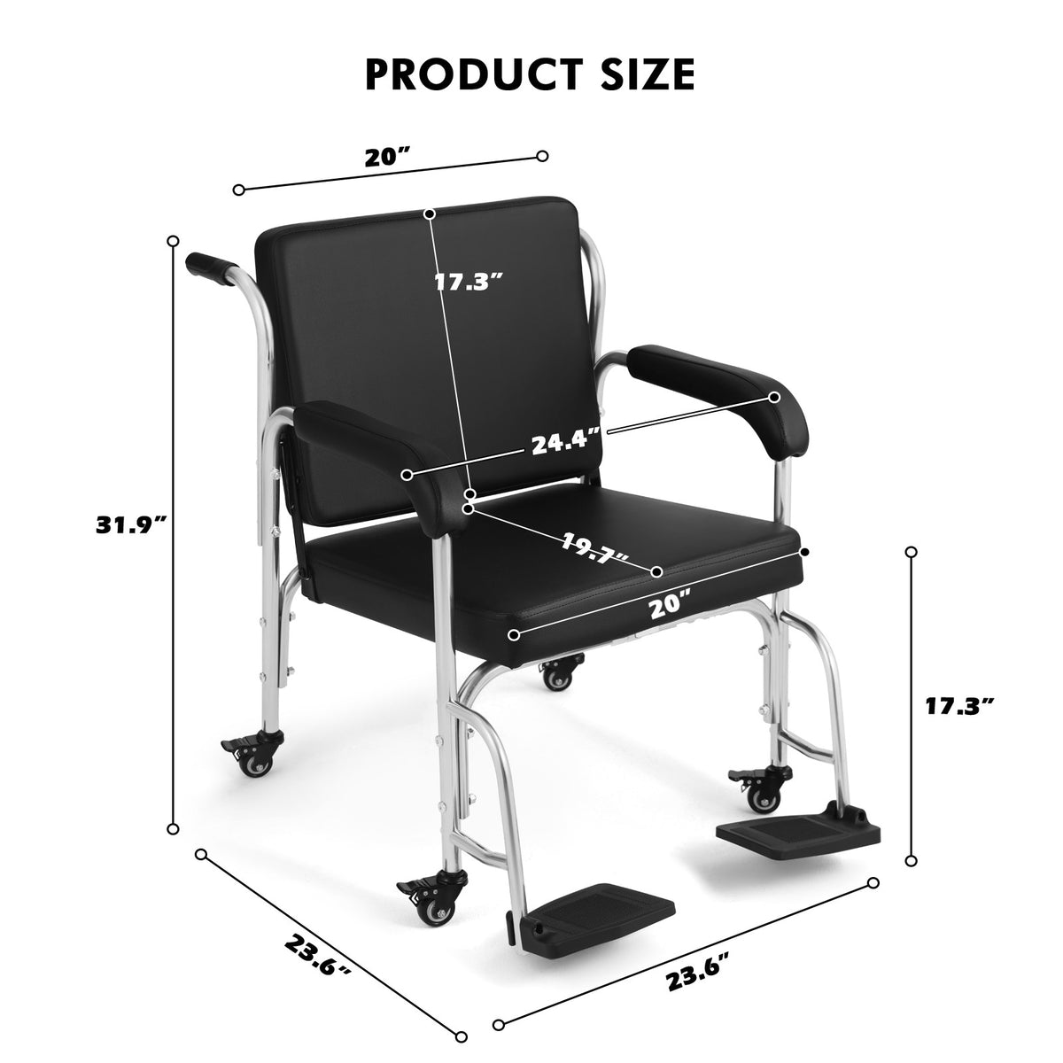 Portable Reclining Shampoo Chair with Wheels for Salon & Home Use - Black