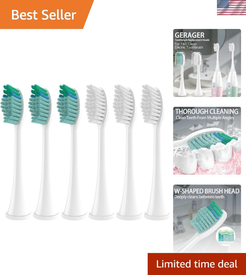 Medium Bristle Toothbrush Heads Refill Pack for TAO Clean - 6 Pack