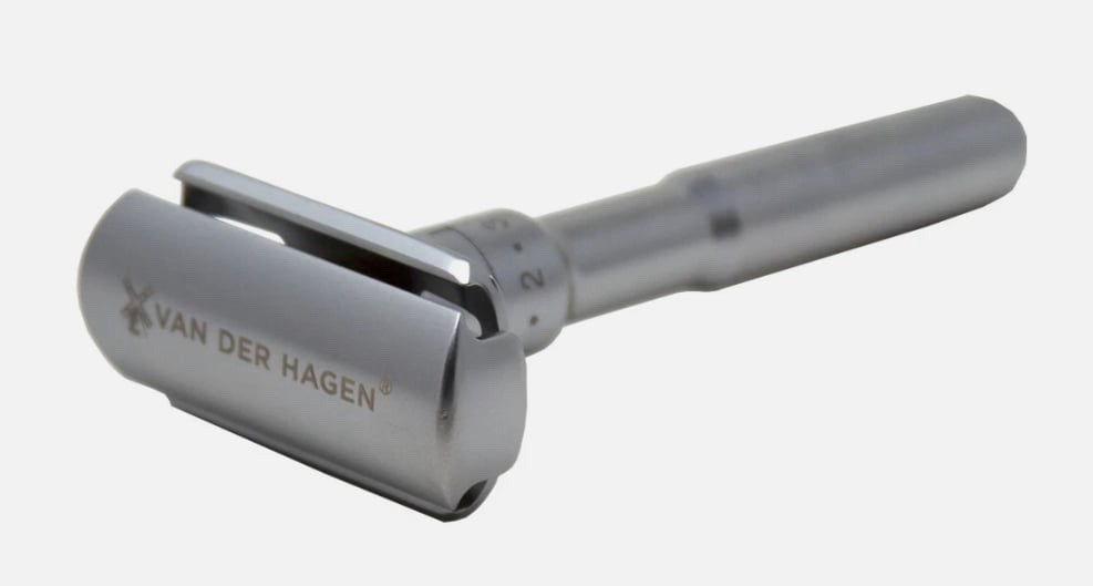 Van Der Hagen Adjustable Safety Razor with 5 Blades & Shave Butter Sample