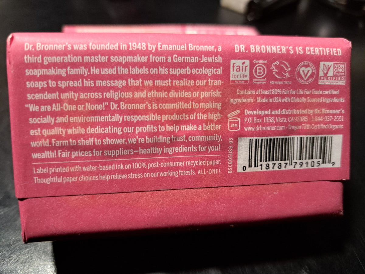 Dr Bronner's Cherry Blossom Magic Bar Soap - Limited Edition Vegan 2 x 5oz