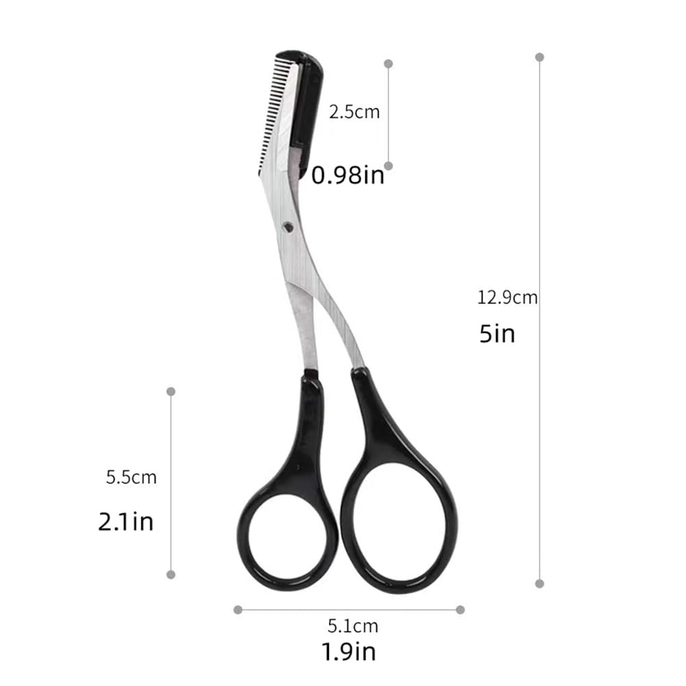 Eyebrow Trimmer Scissors with Comb - Stainless Steel Makeup Grooming Tool