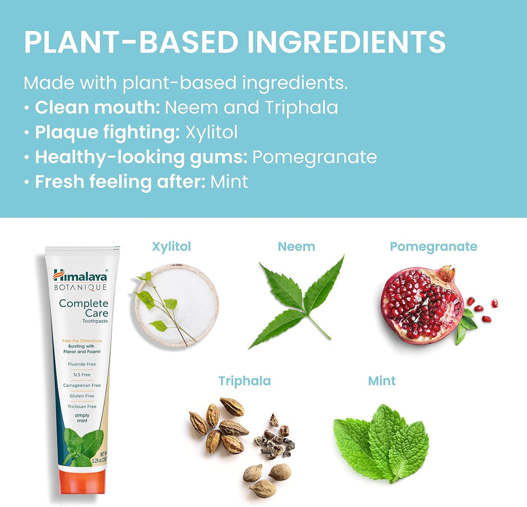Himalaya Botanique Complete Care Fluoride-Free Herbal Toothpaste - Mint, 5.29 Oz, 4 Pack