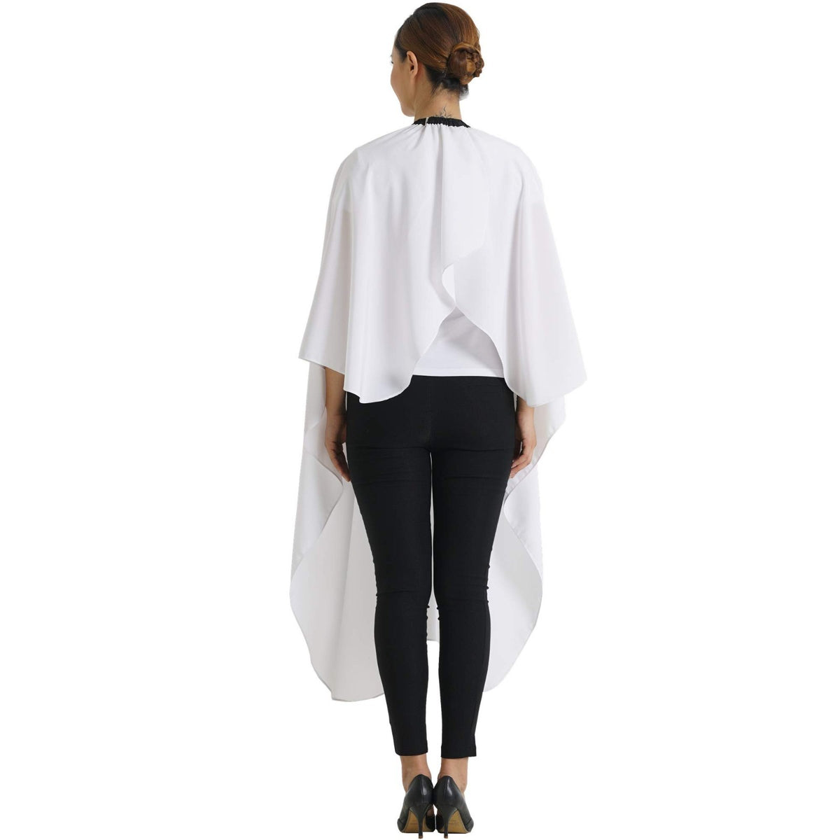 Waterproof Haircut Cape 54x62 Inches for Salon & Barber Use - White Polyester