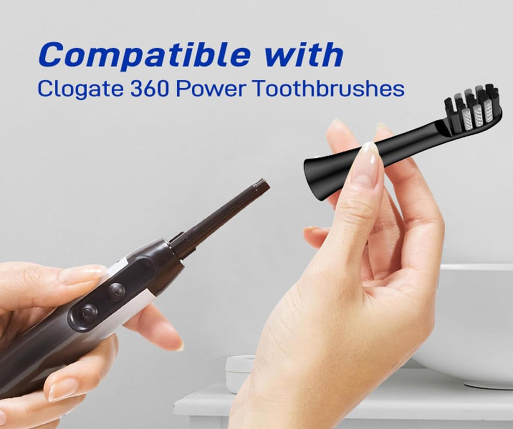 Replacement Toothbrush Heads for Colgate 360 Power Charcoal – Soft Bristles, Standard Size, 10 Pack