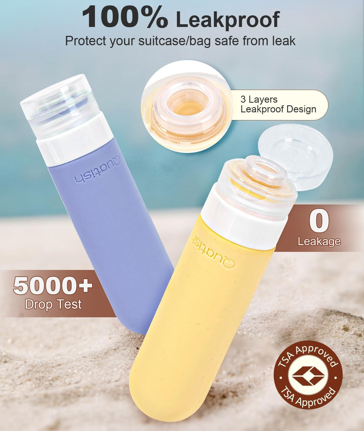Leakproof Travel Bottles Set – 6 Pack TSA Approved Silicone Toiletry Containers