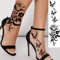 12 Sheets Butterfly Floral Temporary Tattoos for Women - Feet, Hands & Body Art
