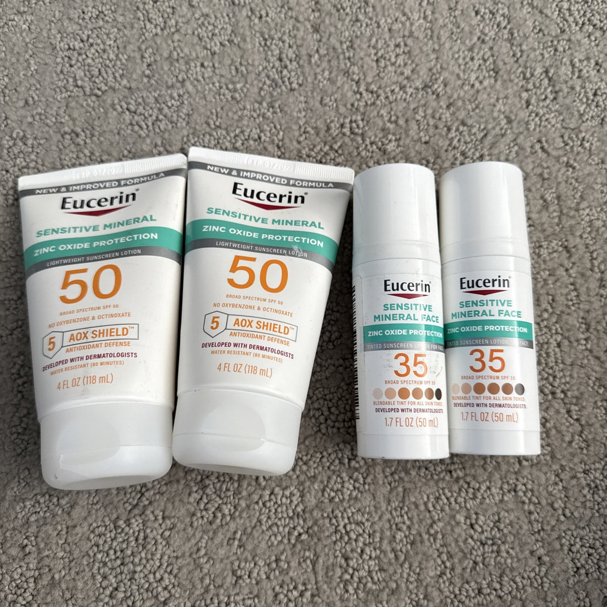 SPF 50 Mineral Sunscreen Face Lotion - Lightweight Zinc Oxide, Pack of 4