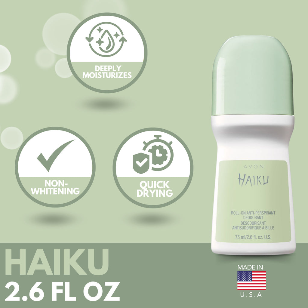 Avon Haiku Roll-On Anti-Perspirant Deodorant - Fresh Scent 2.6 fl oz 3-Pack