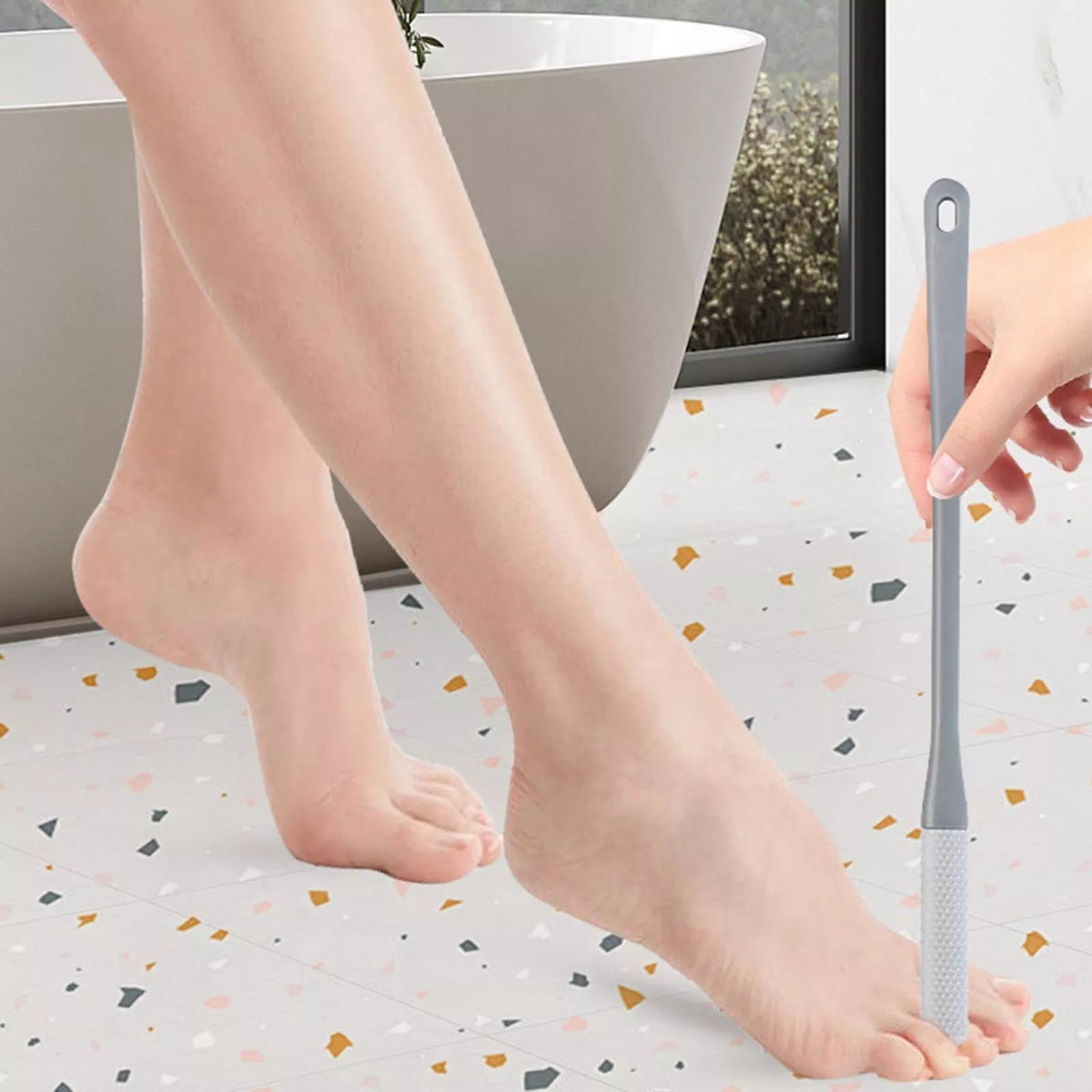 Toe Gap Cleaning Brush Set Long Handle Silicone Soft Rubber Deep Cleansing