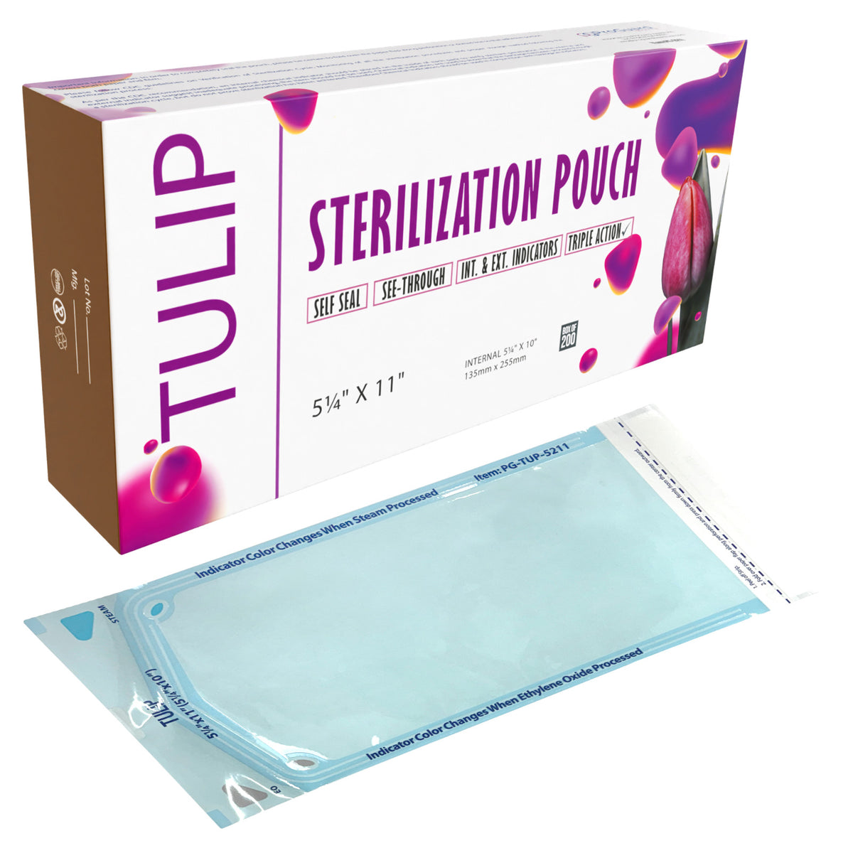 1000 5.25" x 10" Self-Sealing Sterilization Pouches Nail Bags