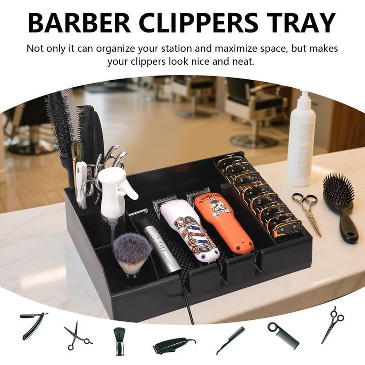 Hairdressing Clipper Trays Wall Mount Organizer for Barber & Stylist Stations