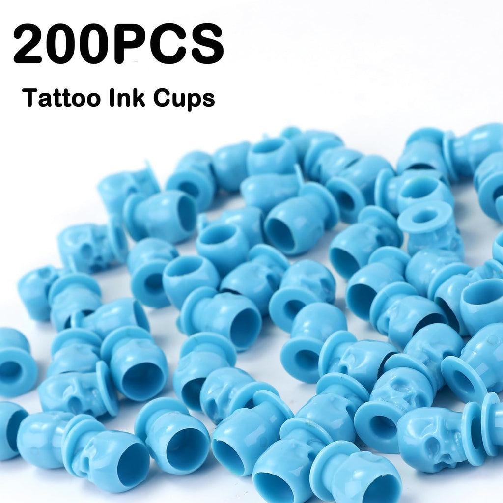 Disposable Tattoo Ink Cups 200pcs Skull Small Blue – Hygienic Ink Caps