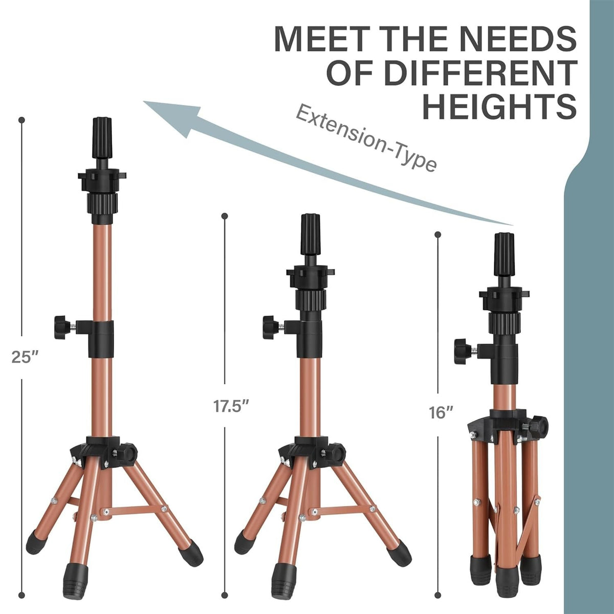 Adjustable Mannequin Head Tripod with Non-Slip Feet for Salon & Display
