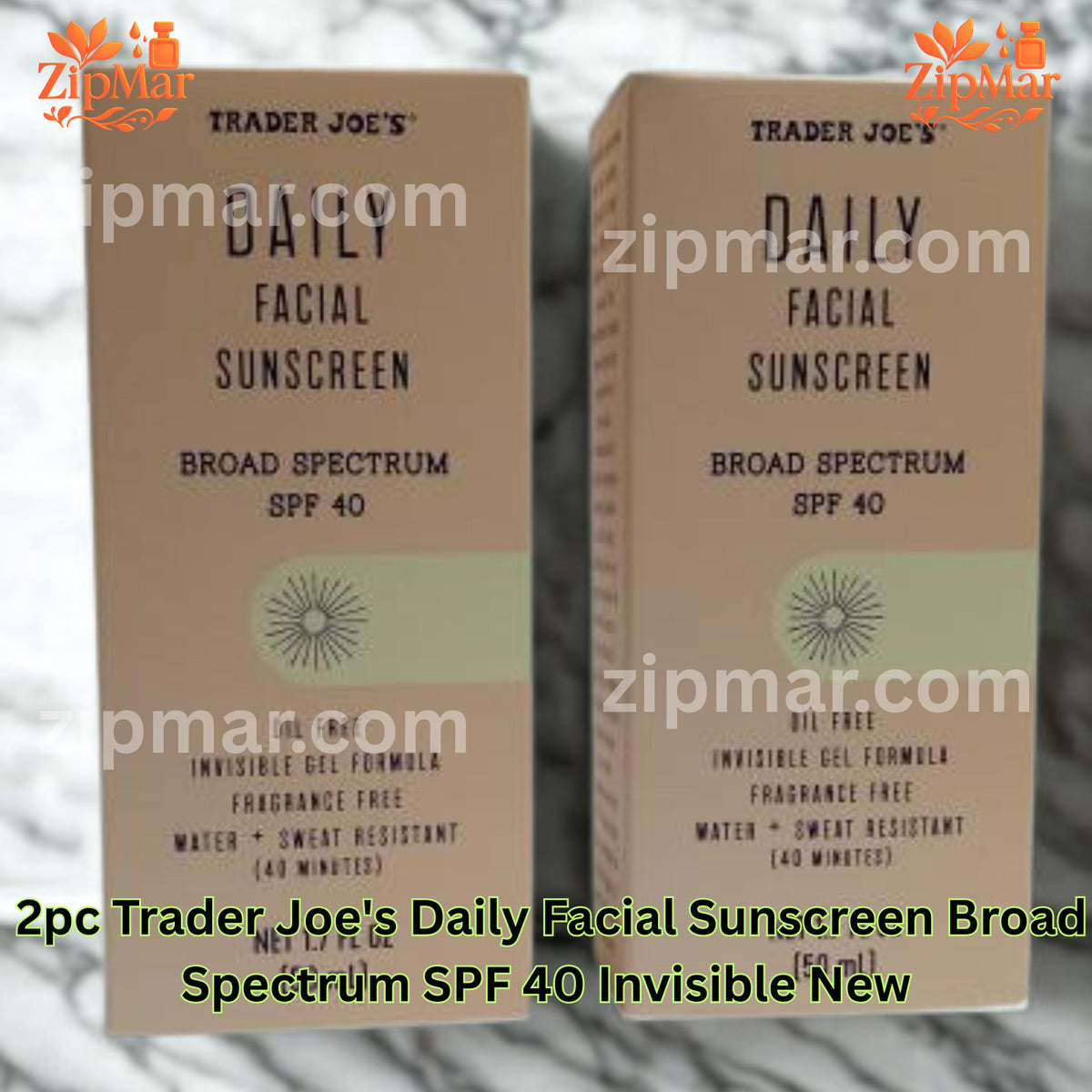 Facial Sunscreen SPF 40 - Broad Spectrum, Oil-Free, Water-Resistant, 2 Pack