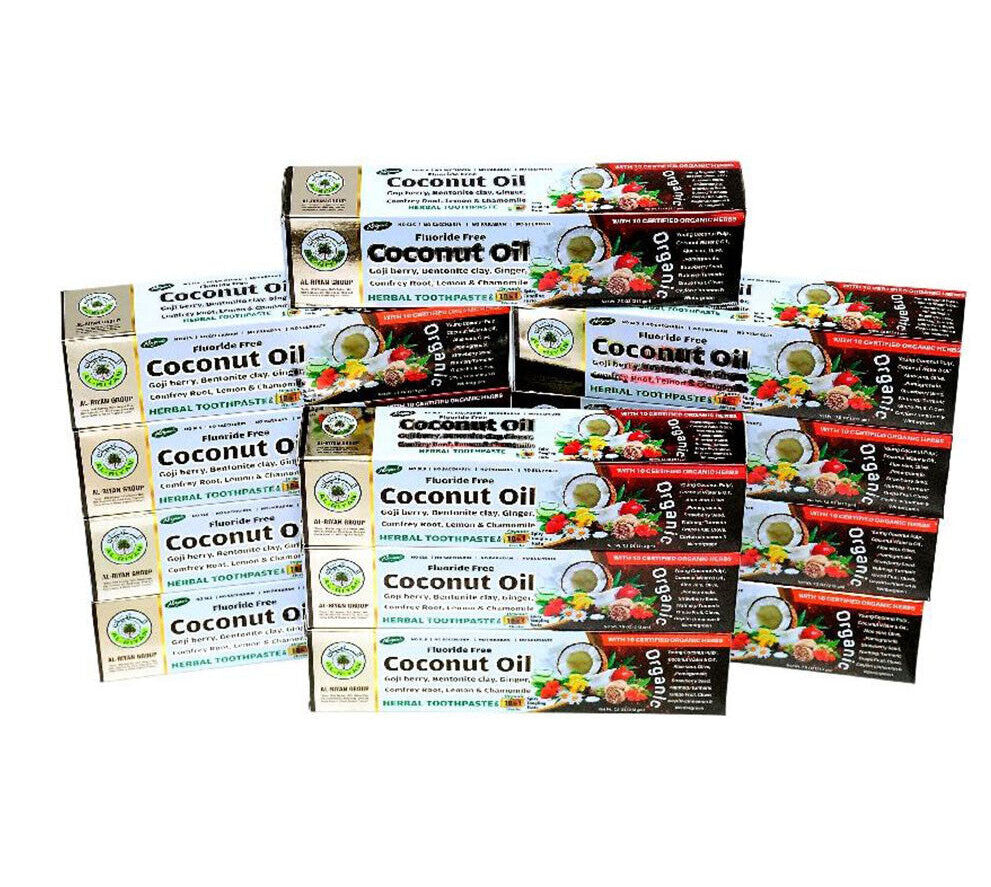 Organic Coconut Oil Toothpaste with Herbal Spicy Tangy Flavor - Natural & Fluoride-Free