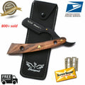 Professional Straight Razor Shaving Kit with 10 Blades & Wooden Handle